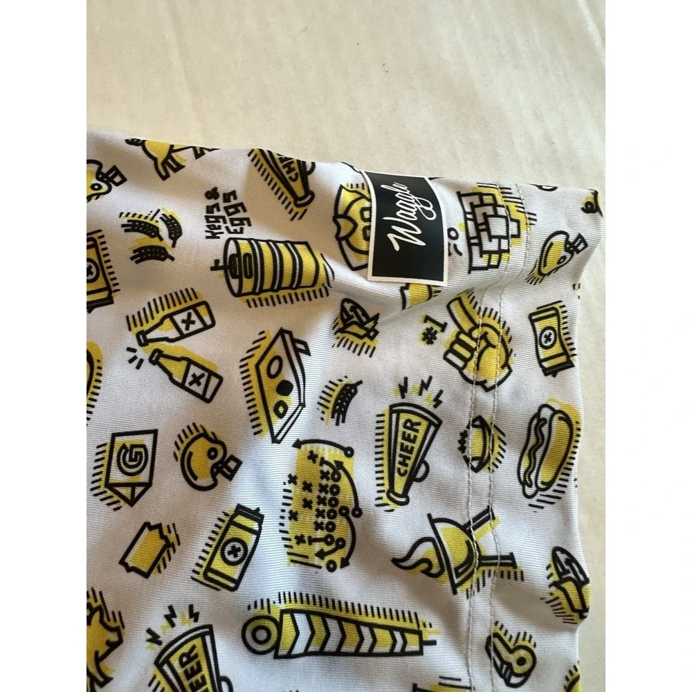 Waggle Golf Polo Shirt Kegs And Eggs Tailgate White Black Yellow Men's Large